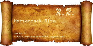 Martencsek Rita névjegykártya